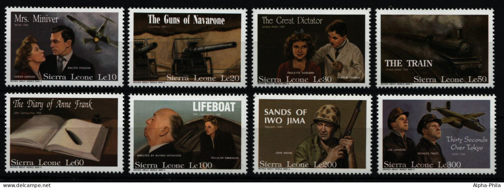 Sierra Leone 1991 - Mi-Nr. 1663-1674 ** - MNH - Zweiter Weltkrieg Im Film - Sierra Leona (1961-...)