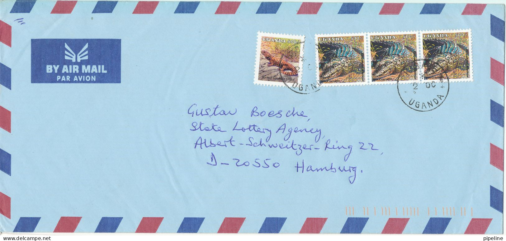 Uganda Air Mail Cover Sent To Germany 2000 CROCODILES - Uganda (1962-...)
