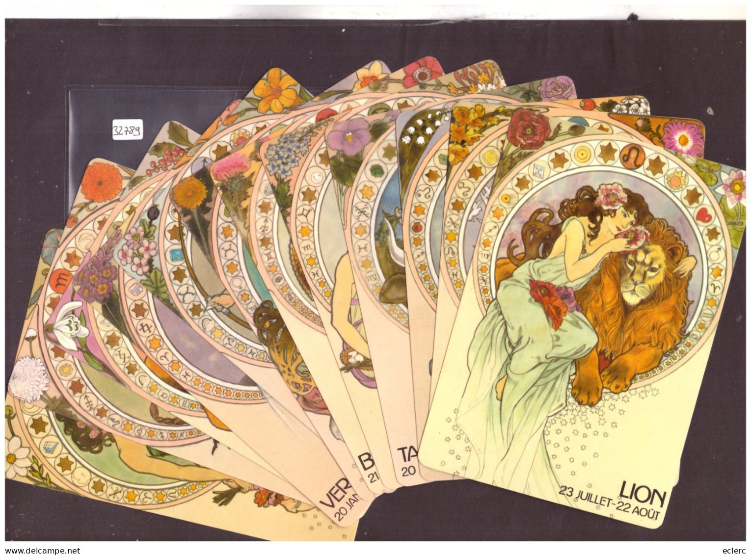 HOROSCOPE - SIGNES DU ZODIAQUE - 12 CARTES 10x15cm - ART NOUVEAU - JUGENDSTIL - TB - Astrología