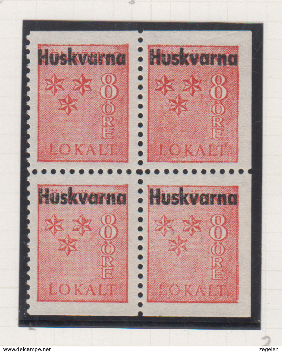 Zweden Lokale Zegel Cat. Facit Sverige 2000 Private Lokaalpost Huskvarna 14;  4 Verschillende Tandingen - Local Post Stamps