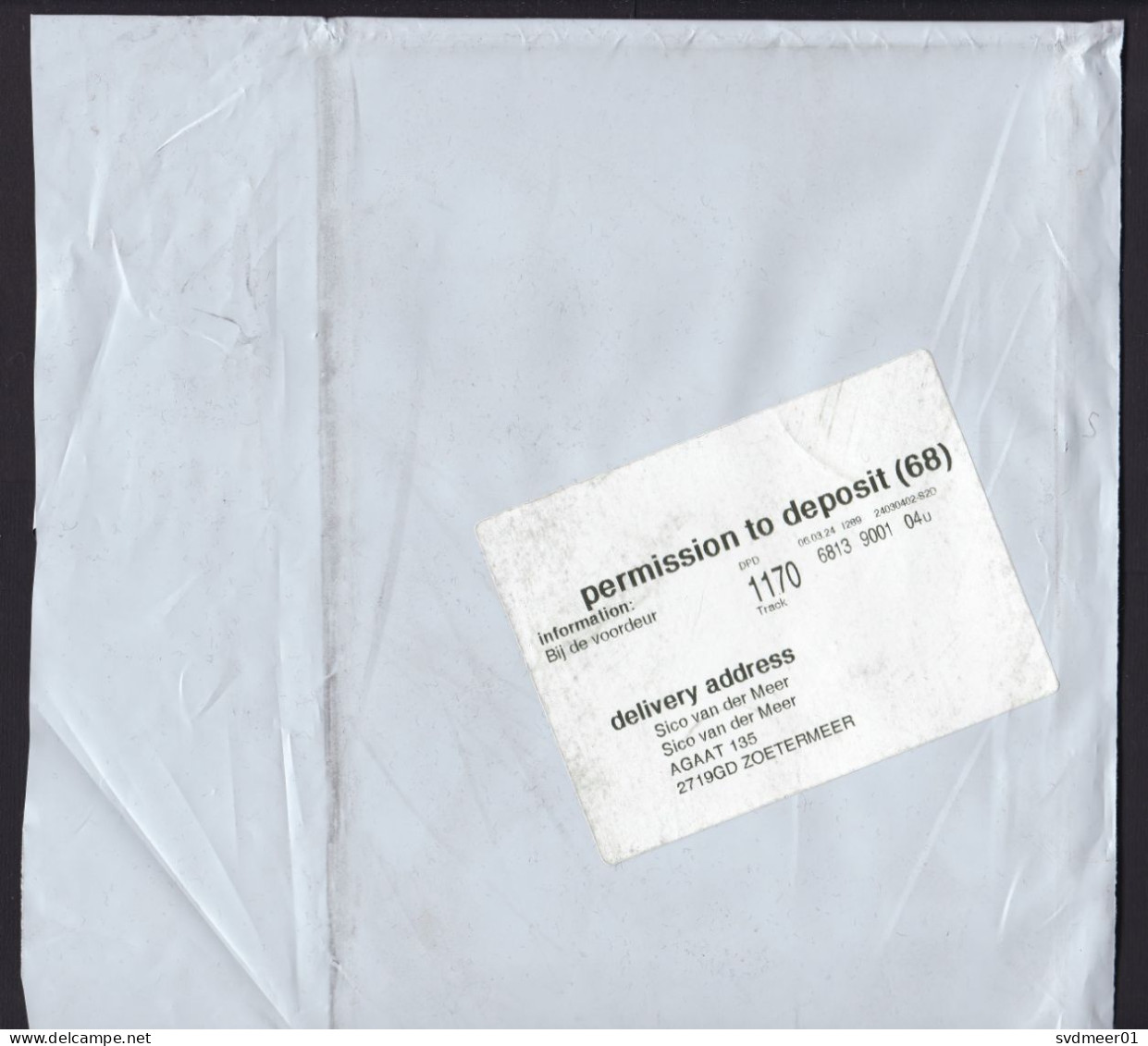 France: Plastic Cover To Netherlands, 2024, Colissimo Service, QR, Uncommon Label Permission To Deposit (minor Damage) - Briefe U. Dokumente