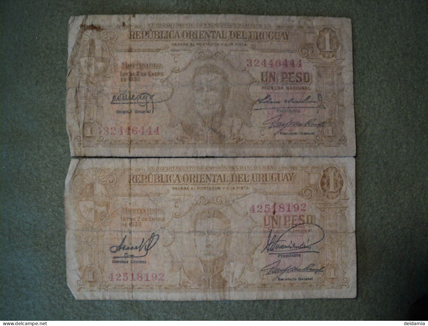 URUGUAY. BILLET DE 1 PESO 1939. ARTIGAS ET VOILIER - Uruguay