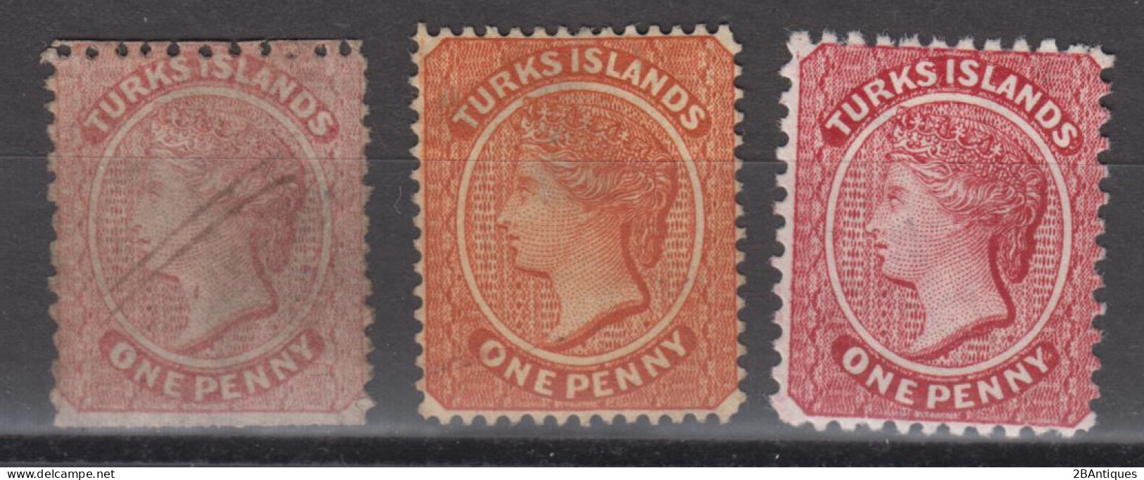 TURKS ISLANDS - 3 Different Early Stamps Queen Victoria - Turks- En Caicoseilanden