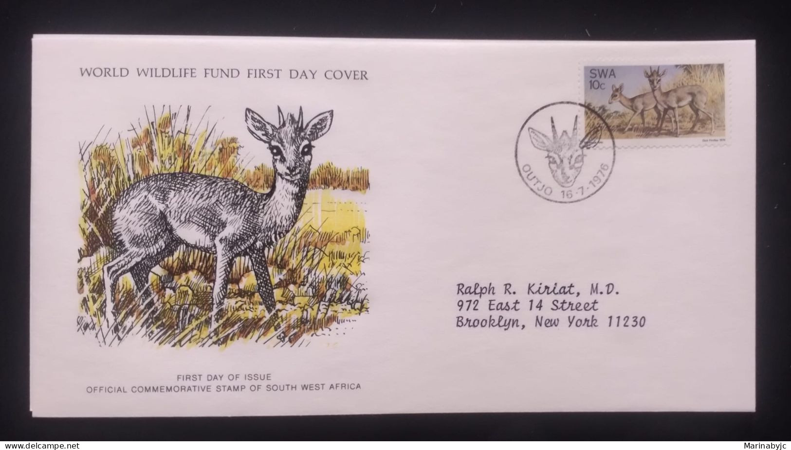 EL)1976 SOUTH WEST AFRICA, WORLD WILDLIFE FUND, WWF, WORLD ENVIRONMENT DAY, DEER, FDC - Unused Stamps