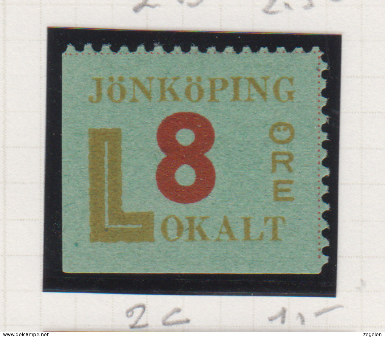 Zweden Lokale Zegel Cat. Facit Sverige 2000 Private Lokaalpost Jönköping 2 Links En Onder Ongetand - Local Post Stamps