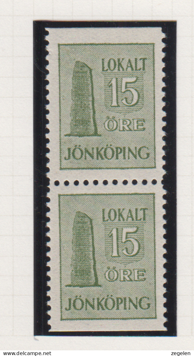 Zweden Lokale Zegel Cat. Facit Sverige 2000 Private Lokaalpost Jönköping 6 Paar, Of Boven Of Onder Ongetand - Local Post Stamps