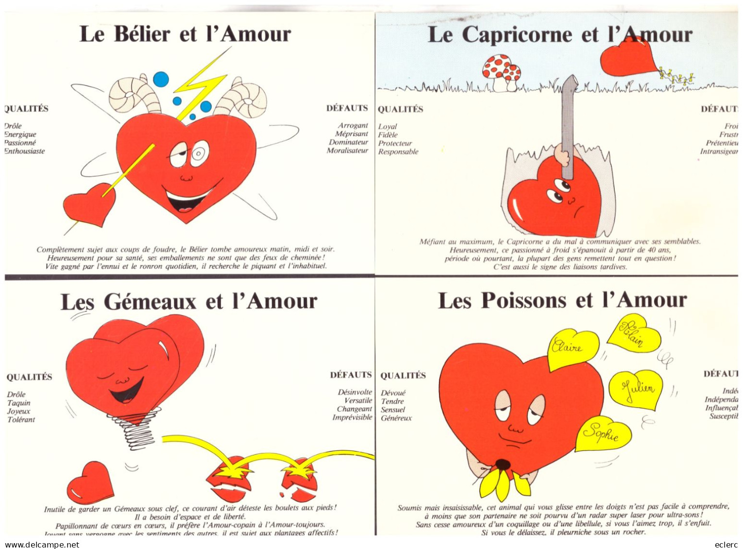 HOROSCOPE - SIGNES DU ZODIAQUE - 12 CARTES 10x15cm - L'ASTROLOGIE ET L'AMOUR - TB - Astrologia