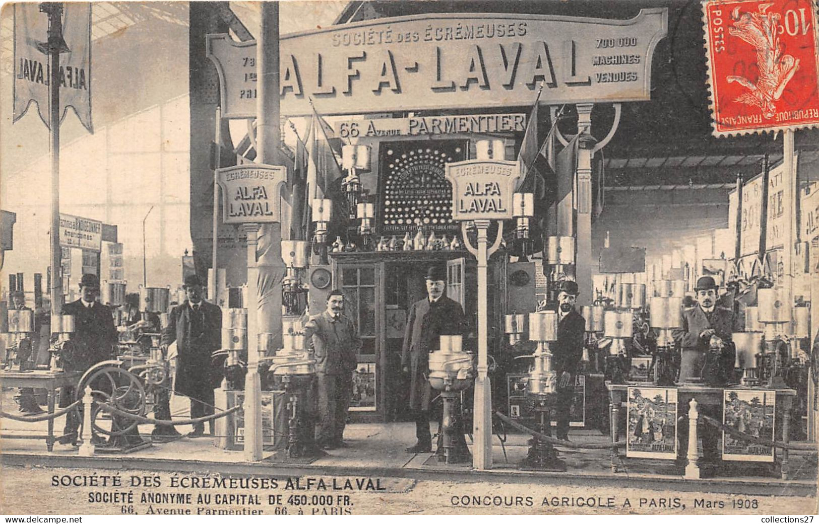 PARIS-75011- SOCIETE DES ECREMEUSES ALFA-LAVAL- 66 AVE PARMENTIER - CONCOURS AGRICOLE A PARIS MARS 1908 - Distrito: 11