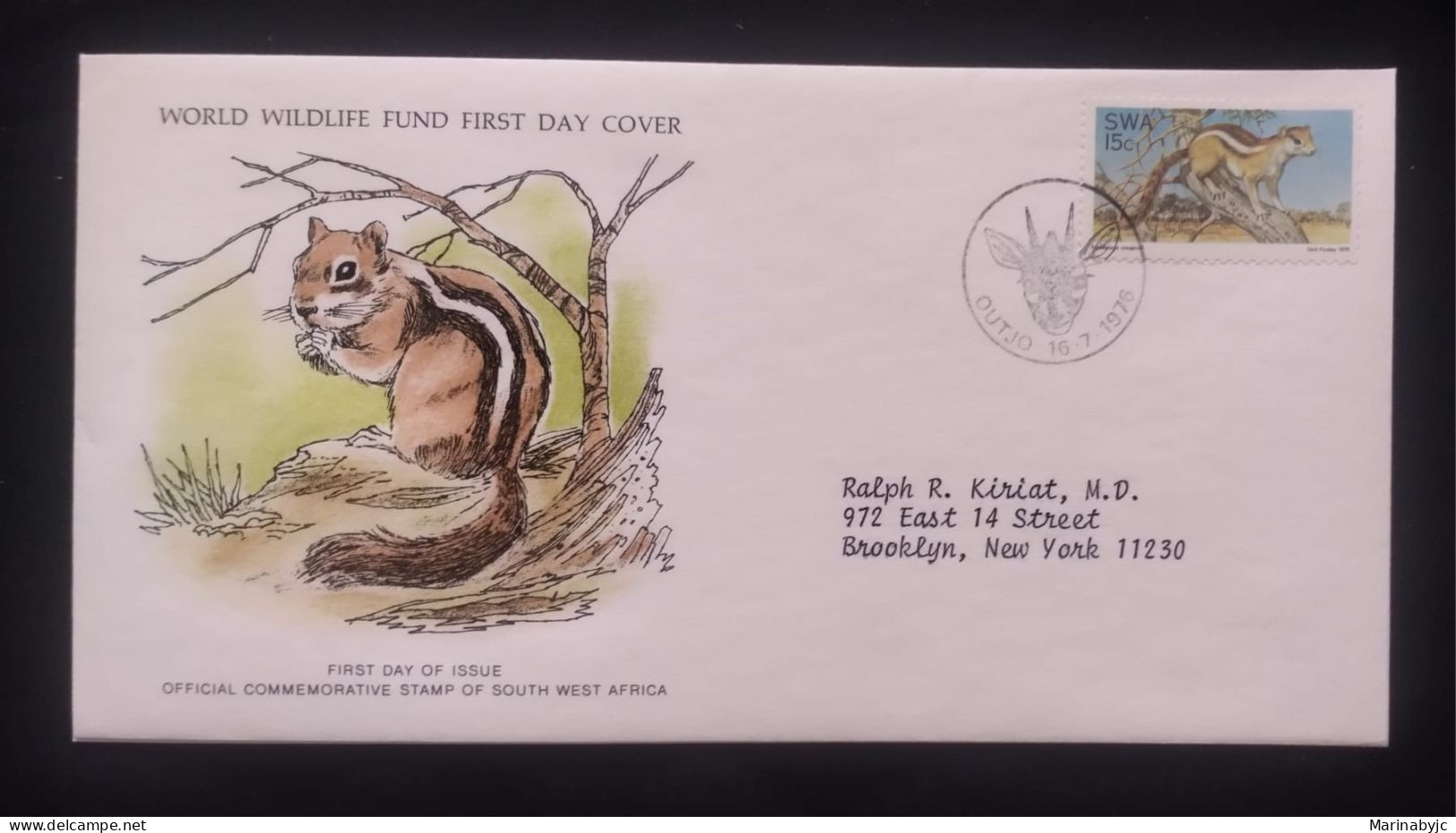 EL)1976 SOUTH WEST AFRICA, WORLD WILDLIFE FUND, WWF, WORLD ENVIRONMENT DAY, SQUIRREL, FDC - Unused Stamps