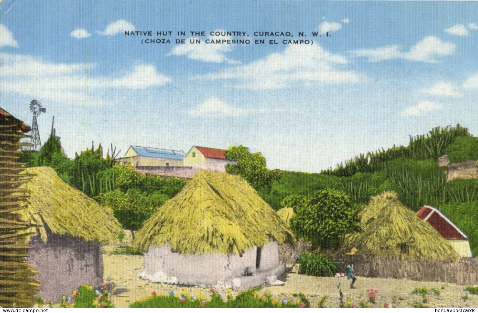 Curacao, N.W.I., WILLEMSTAD, Native Country Hut (1930s) Kropp 7705N Postcard - Curaçao