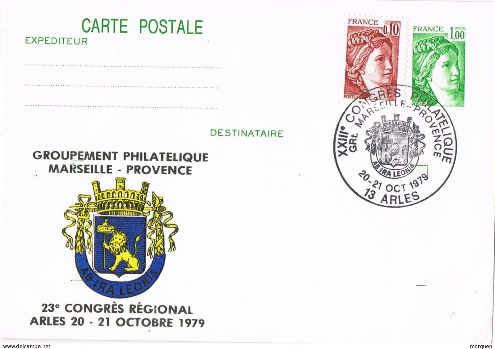 54585. Entero Postal ARLES (Provence) France 1979.  CXongreso Regional, Escudo - Pseudo-entiers Privés