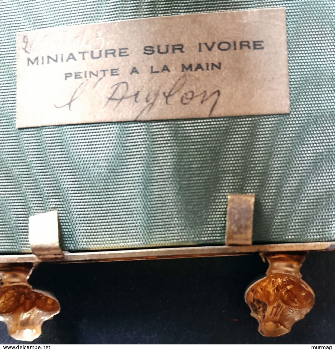 Peinture Miniature Sur Ivoire - L'Aiglon, Fils De Napoléon Bonaparte - Cadre Doré Avec Verre - People
