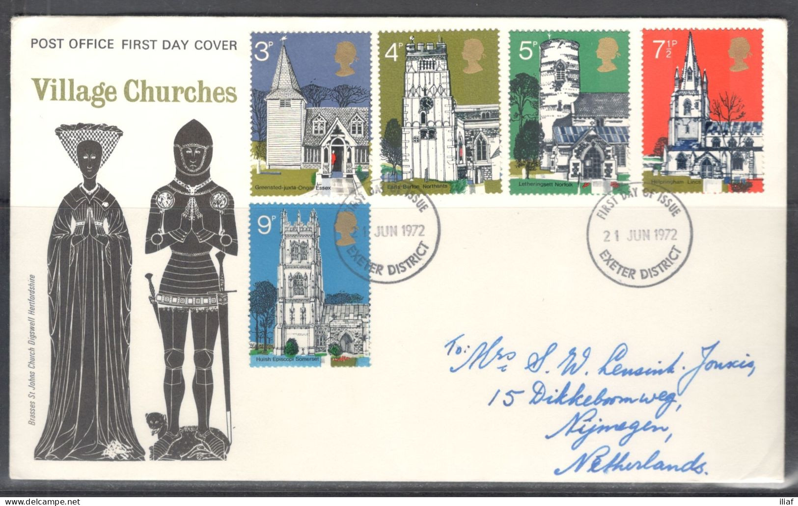 United Kingdom Of Great Britain.  FDC Sc. 671-675. British Architecture, Village Churches  FDC Cancellation On FDC Envel - 1971-1980 Decimale  Uitgaven