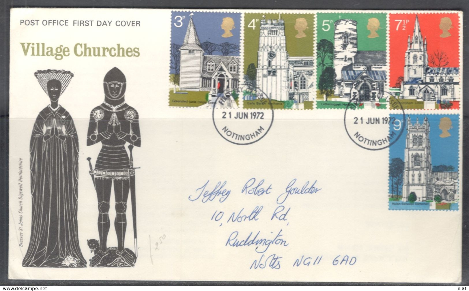 United Kingdom Of Great Britain.  FDC Sc. 671-675. British Architecture, Village Churches  FDC Cancellation On FDC Envel - 1971-1980 Decimale  Uitgaven