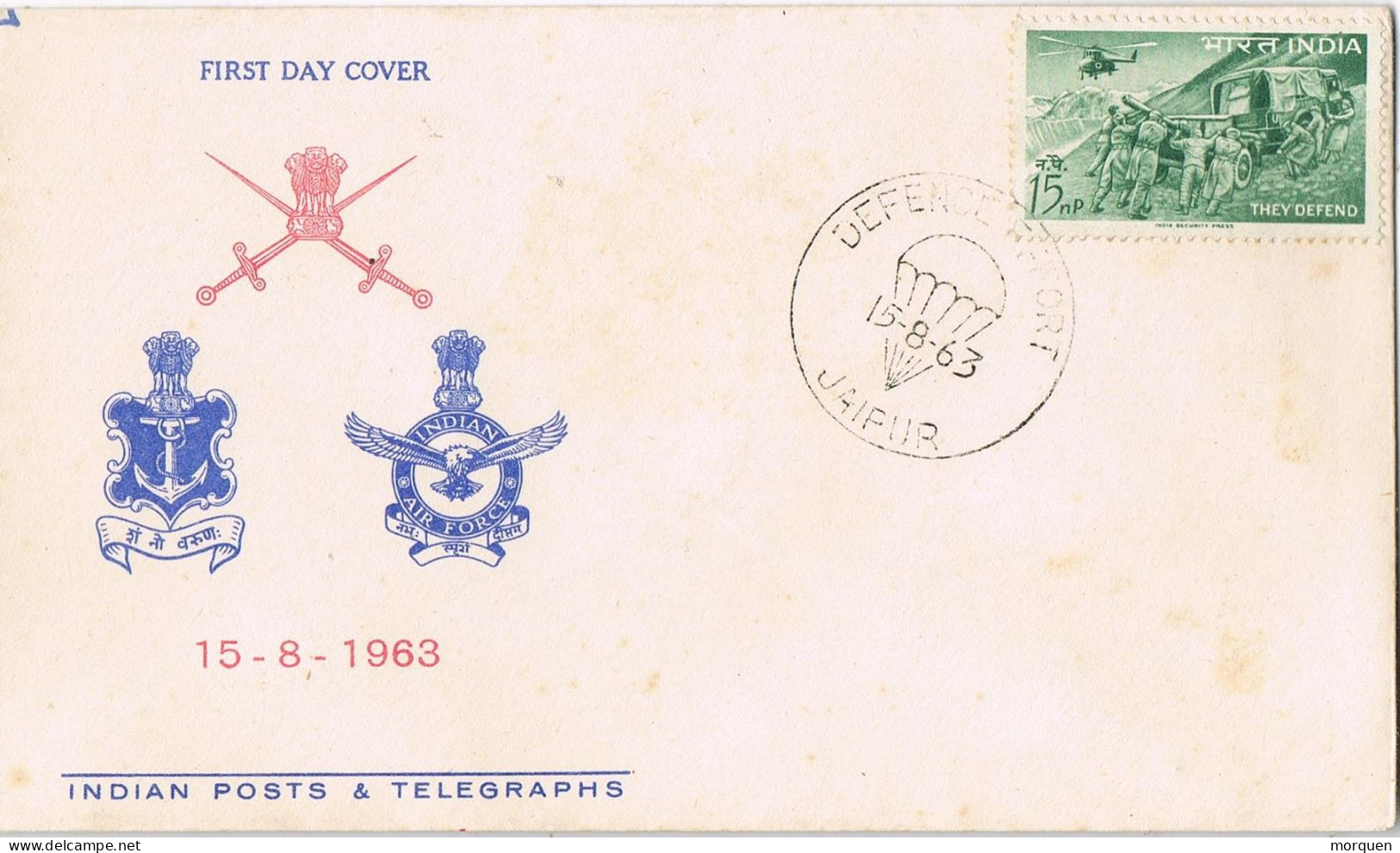 54588. Carta F.D.C. JAIPUR (India) 1963. Military . They Defend - FDC