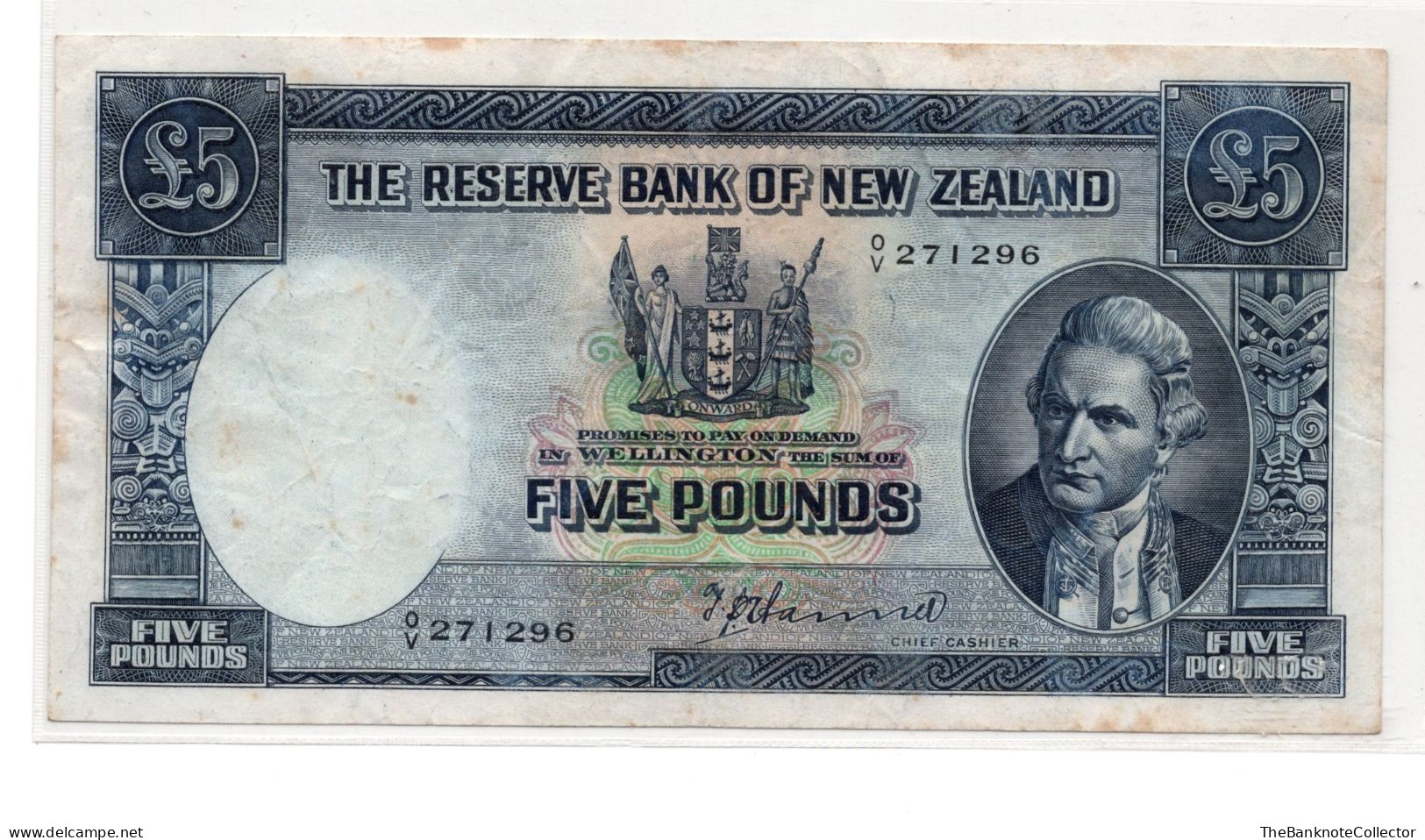 New Zealand 5 Pounds ND 1960-67 Captain Cook Fleming Sign P-160 Very Fine - Nuova Zelanda