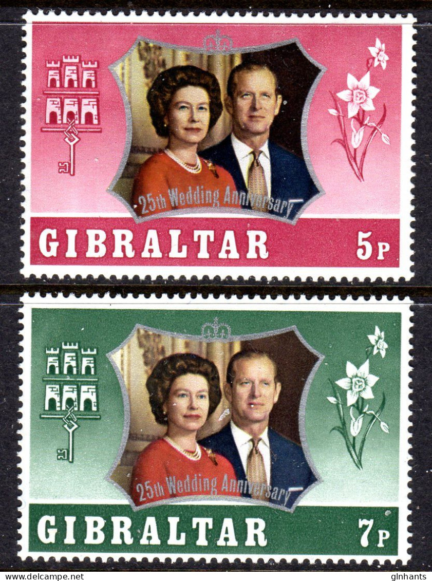 GIBRALTAR - 1972 ROYAL SILVER WEDDING SET (2V) FINE MNH ** SG 306-307 - Gibraltar