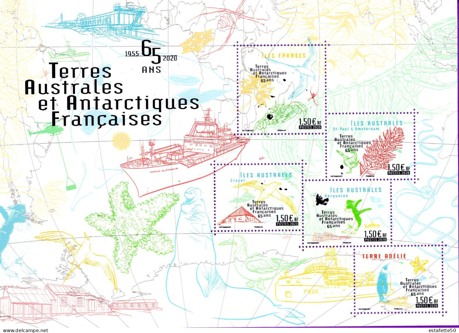 TAAF;2020;année Complète;TP N° 912 à 957;avec Tous Les Blocs;NEUFS**;MNH - Full Years