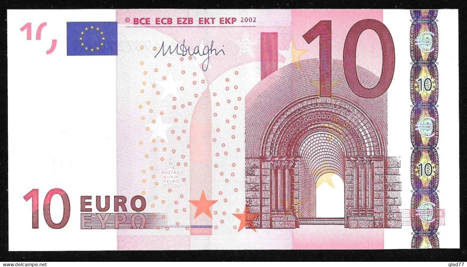 Greece  "Y" 10  EURO GEM UNC! Draghi Signature!!  "Y"   Printer  N037A5 ! - 10 Euro