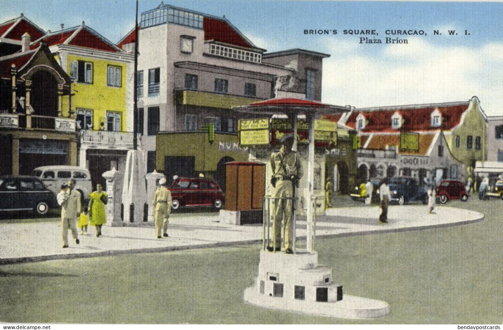 Curacao, N.W.I., WILLEMSTAD, Brion's Square, Police (1930s) Kropp 32921 Postcard - Curaçao