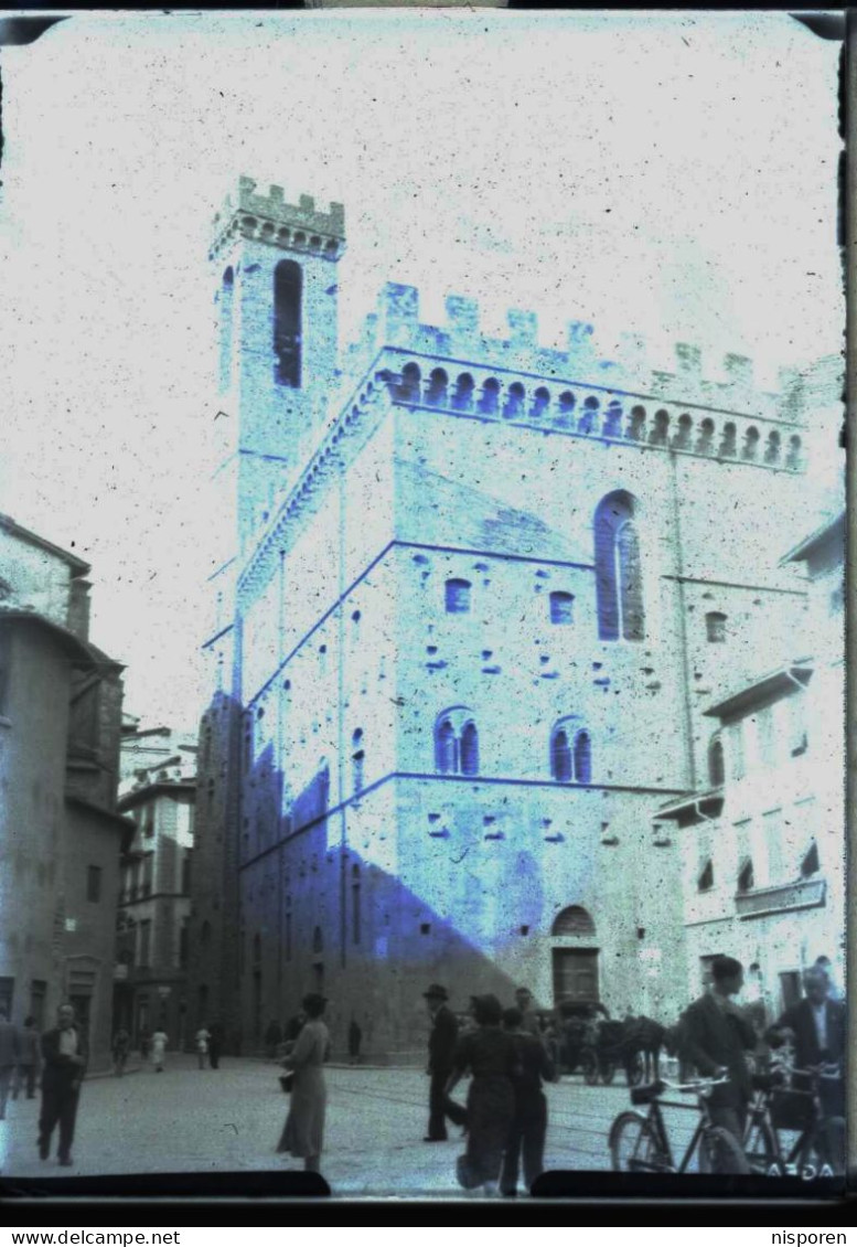 Photo Amateur - Firenze Piazza E Palazzo Del Podesta O Bargello - Début 20ème - Plaques De Verre