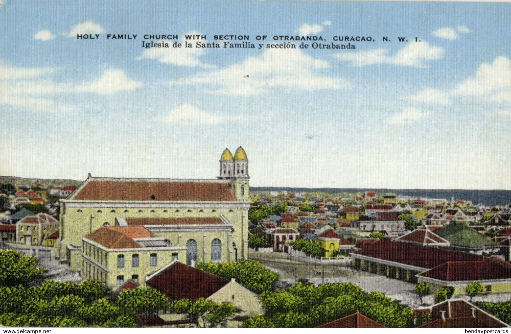 Curacao, N.W.I., WILLEMSTAD, Otrabanda Family Church 1930s Kropp 32920 Postcard - Curaçao