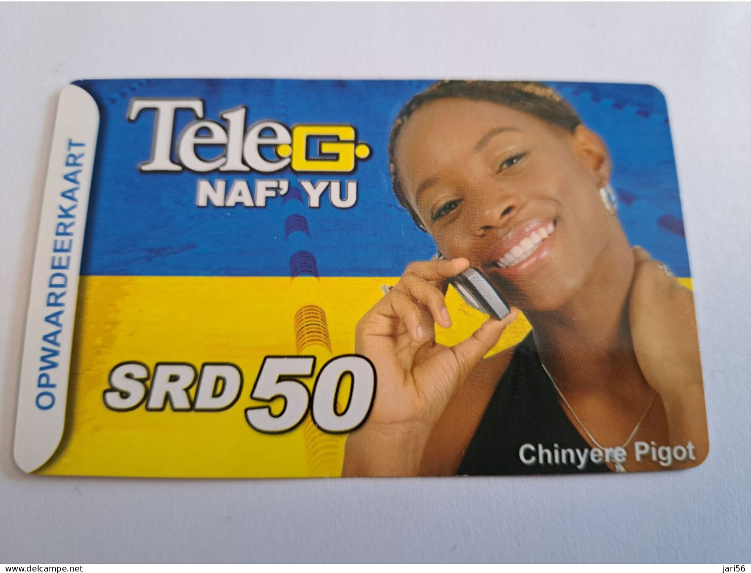 SURINAME US $50  / UNITS GSM  PREPAID /CHINYERE PIGOT  / HIGH VALUE !!     MOBILE CARD           **16401 ** - Suriname