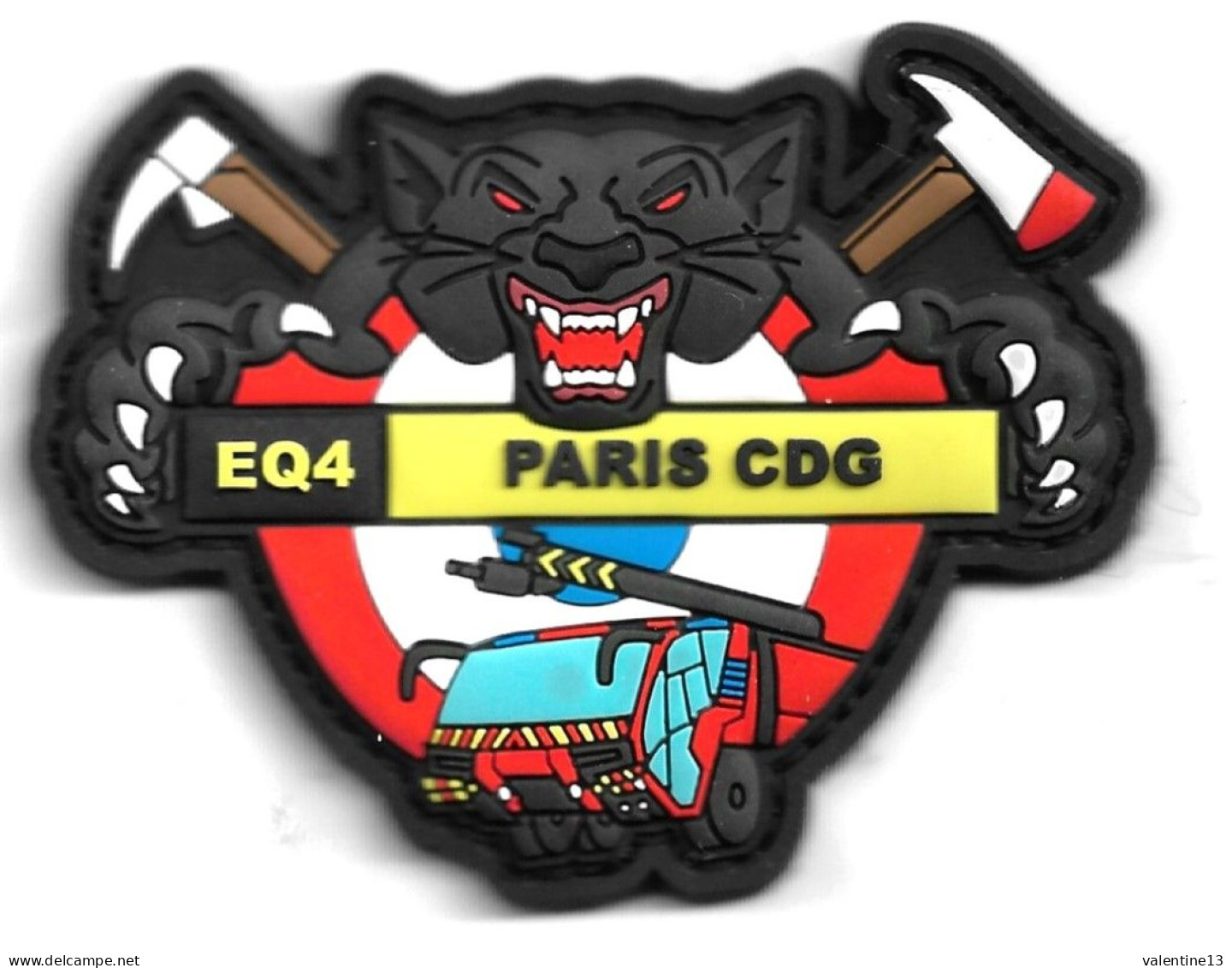 Ecusson PVC POMPIERS AEROPPORT SSLIA CDG PARIS EQ 4 - Bomberos