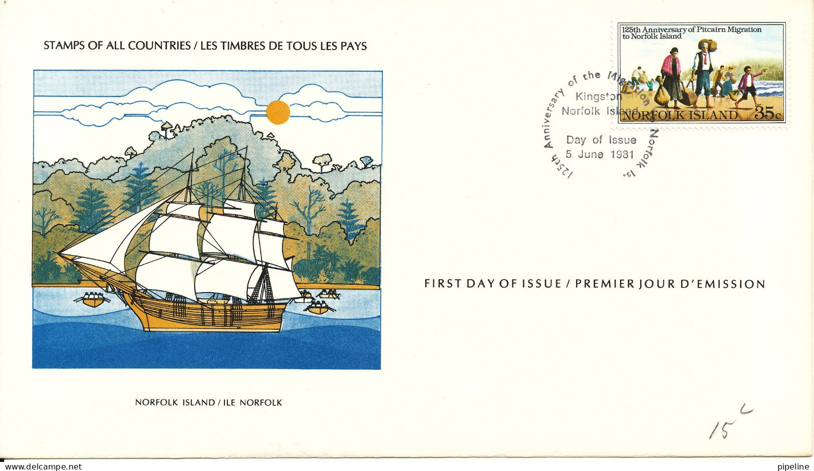 Norfolk Islands FDC 5-6-1981 Special Cover International Postmasters Society With Nice Cachet Sailing Ship - Isla Norfolk