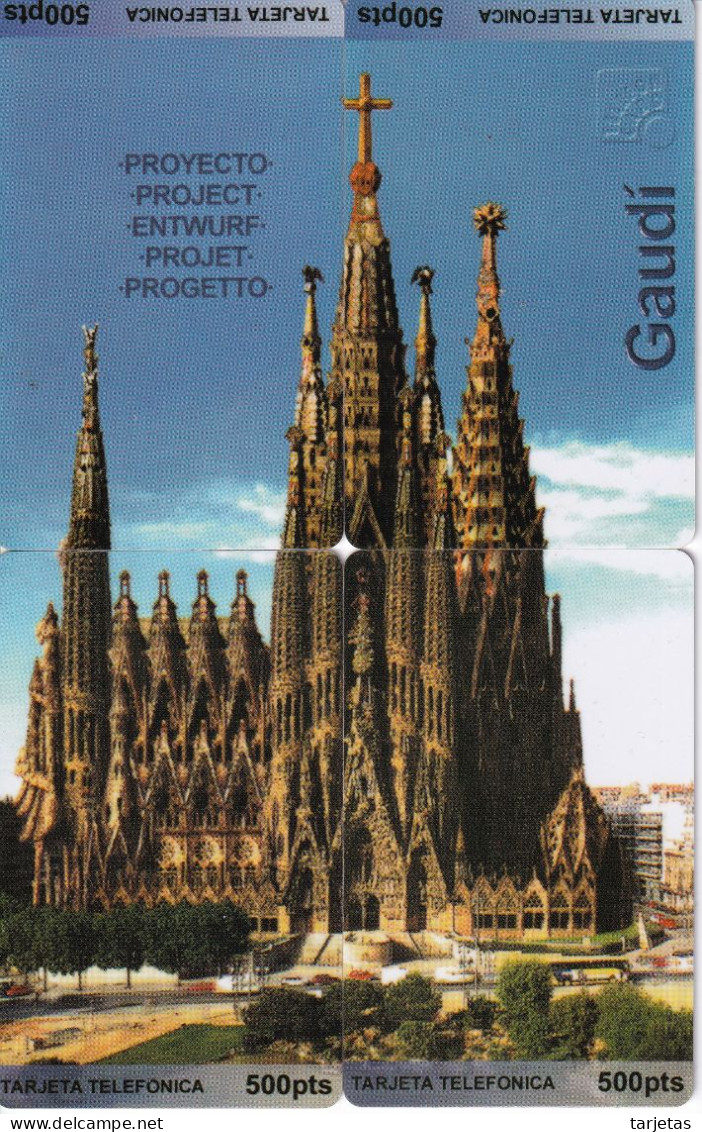 PUZZLE DE ESPAÑA DE 4 TARJETAS DE LA SAGRADA FAMILIA DE GAUDI DE WORLD CARD - Emisiones Básicas