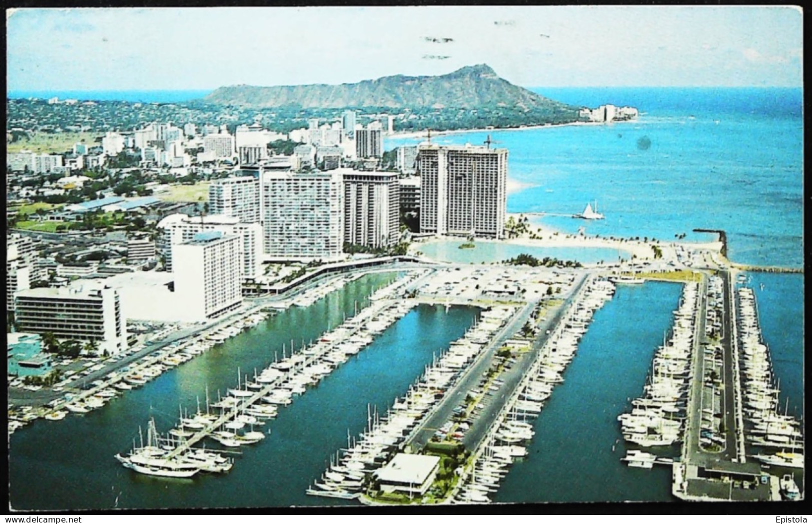 ►  HONOLULU YACHT HARBOR   Hawaii  - Timbre Collection Verso. 12c 1974 - Honolulu