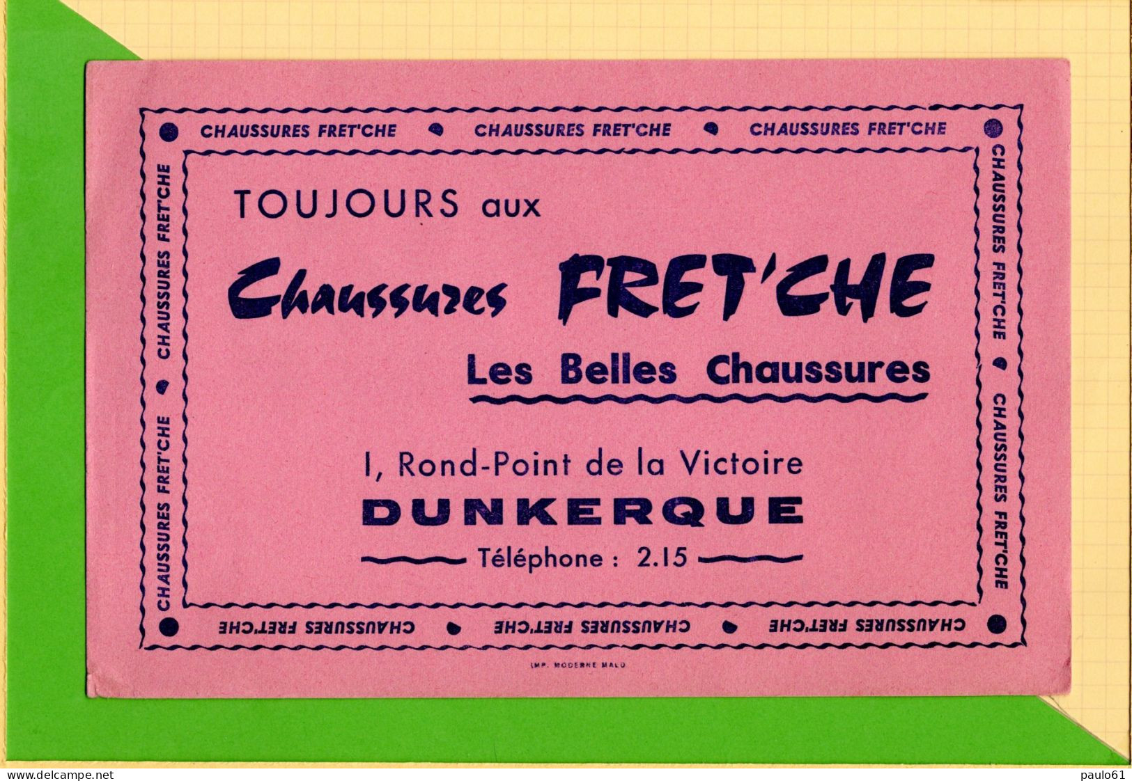 Lot De 2  BUVARDS & Blotting Paper : Chaussures Fret'che   DUNKERQUE  Couleurs Differentes - Zapatos