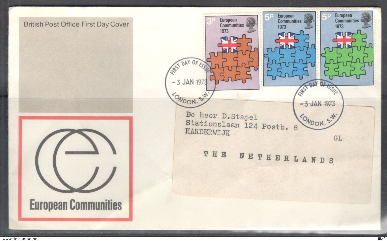 United Kingdom Of Great Britain.  FDC Sc. 685-687.  Britain's Entry Into EEC.  FDC Cancellation On FDC Envelope - 1971-80 Ediciones Decimal