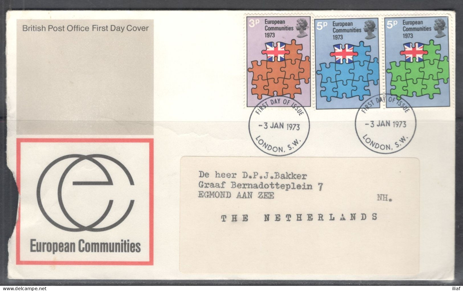 United Kingdom Of Great Britain.  FDC Sc. 685-687.  Britain's Entry Into EEC.  FDC Cancellation On FDC Envelope - 1971-1980 Decimal Issues