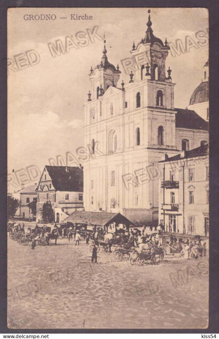 BL 27 - 24574 GRODNO, Cathedral & Market, Belarus - Old Postcard, CENSOR - Used - 1916 - Weißrussland
