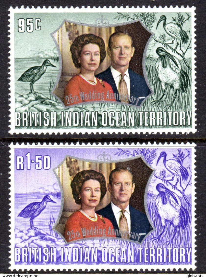 BRITISH INDIAN OCEAN TERRITORY BIOT - 1972 ROYAL SILVER WEDDING SET (2V) FINE MNH ** SG 45-46 - Bhoutan