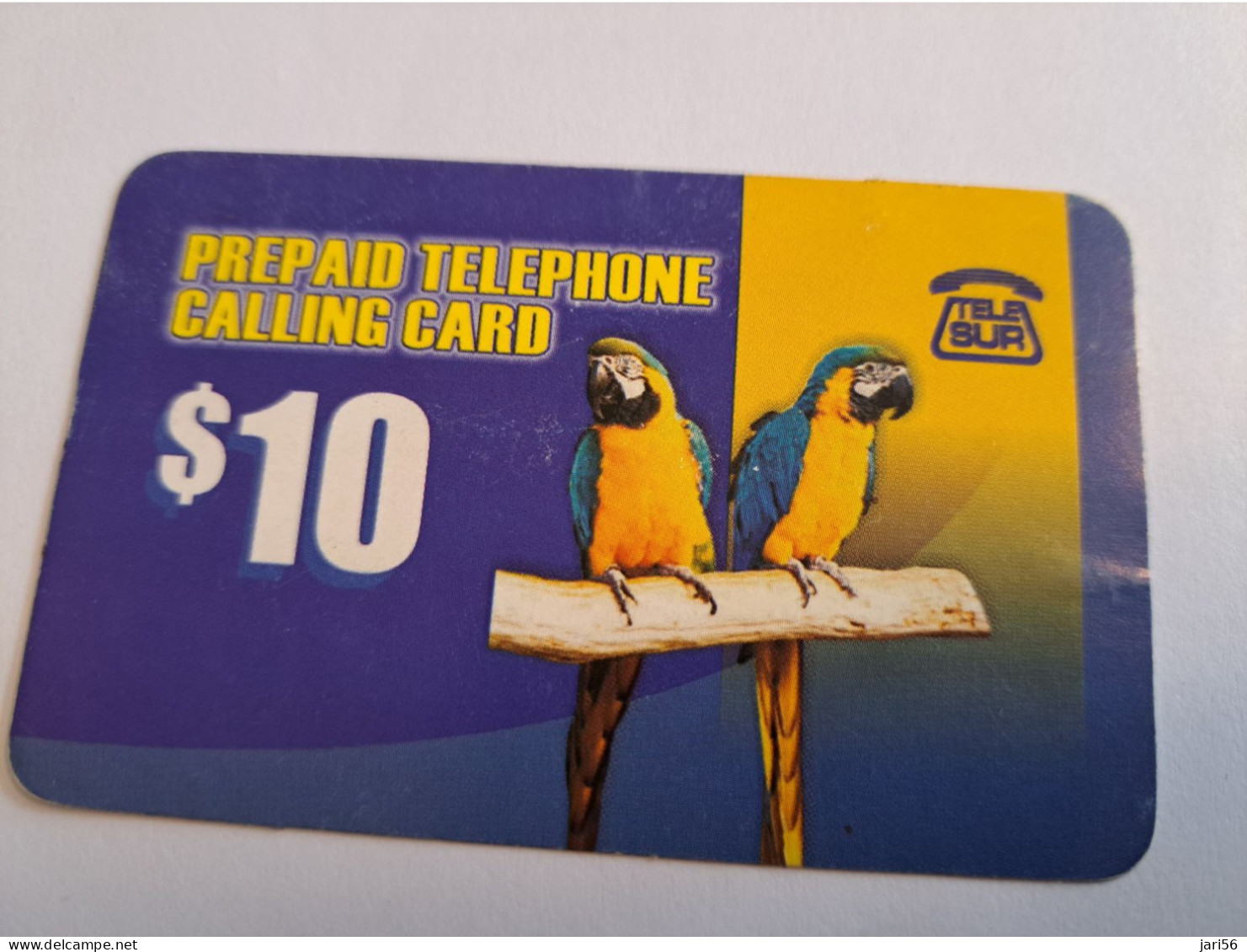 SURINAME US 10,-  / UNITS GSM  PREPAID / 2 PARROTS YELLOW BLUE  /    MOBILE CARD    **16408 ** - Suriname