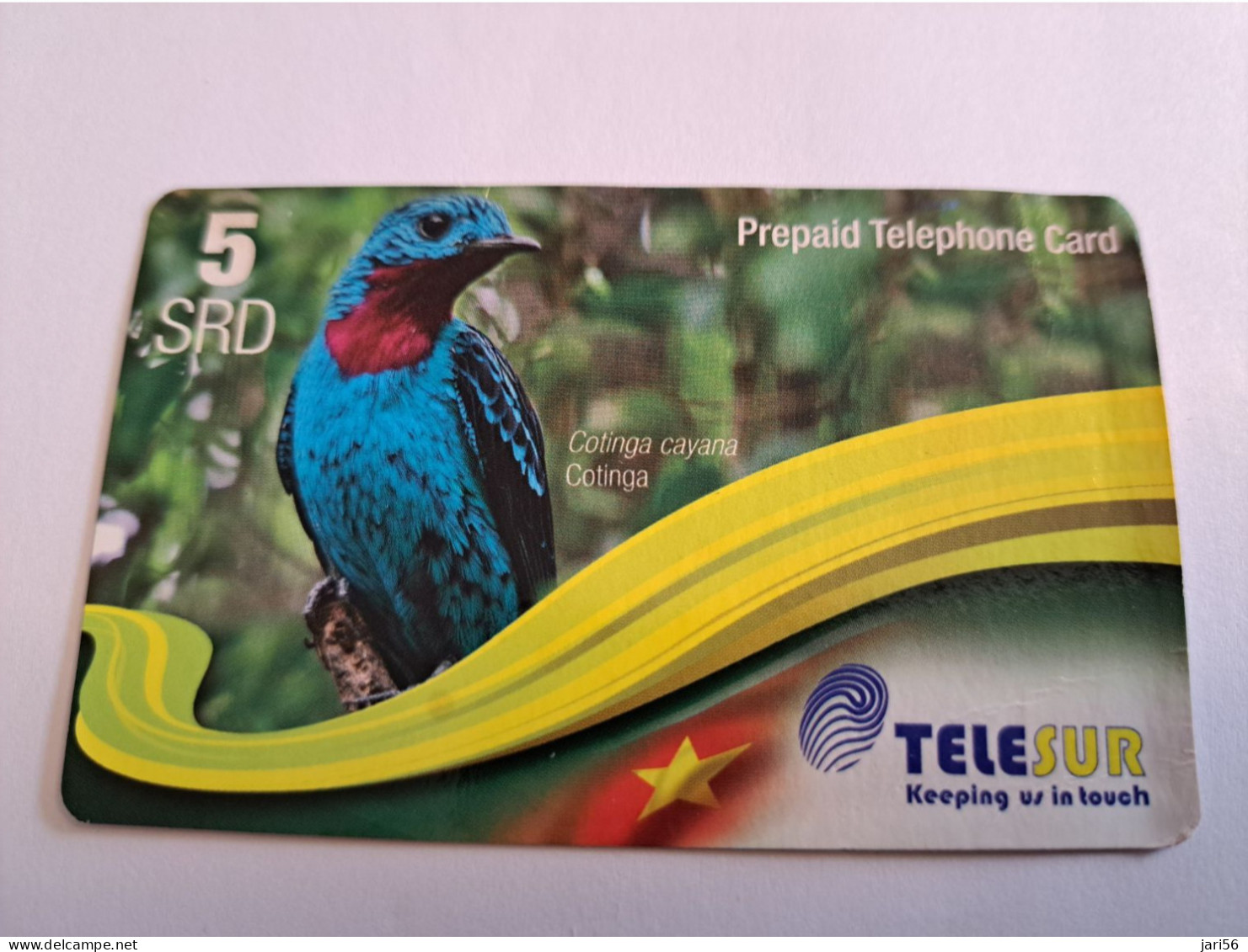 SURINAME US 5,-  / UNITS GSM  PREPAID /  BIRD /BLUE/ COTINGA   /    MOBILE CARD    **16410 ** - Suriname