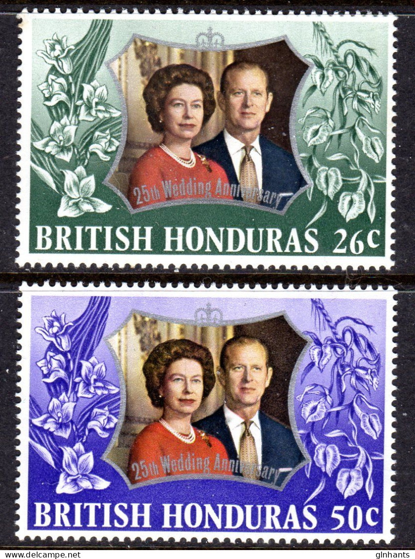 BRITISH HONDURAS - 1972 ROYAL SILVER WEDDING SET (2V) FINE MNH ** SG 341-342 - British Honduras (...-1970)