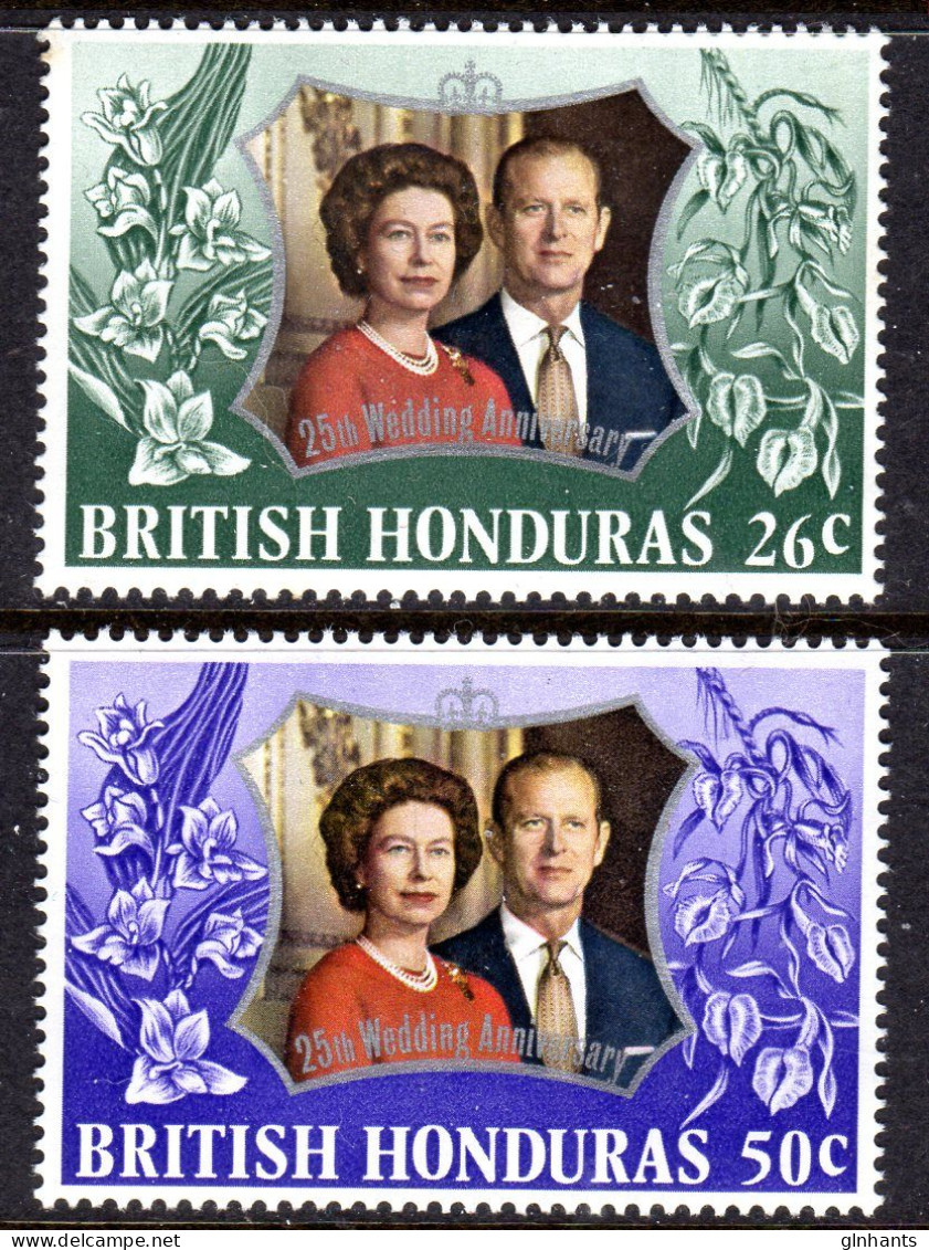 BRITISH HONDURAS - 1972 ROYAL SILVER WEDDING SET (2V) FINE MNH ** SG 341-342 - Brits-Honduras (...-1970)