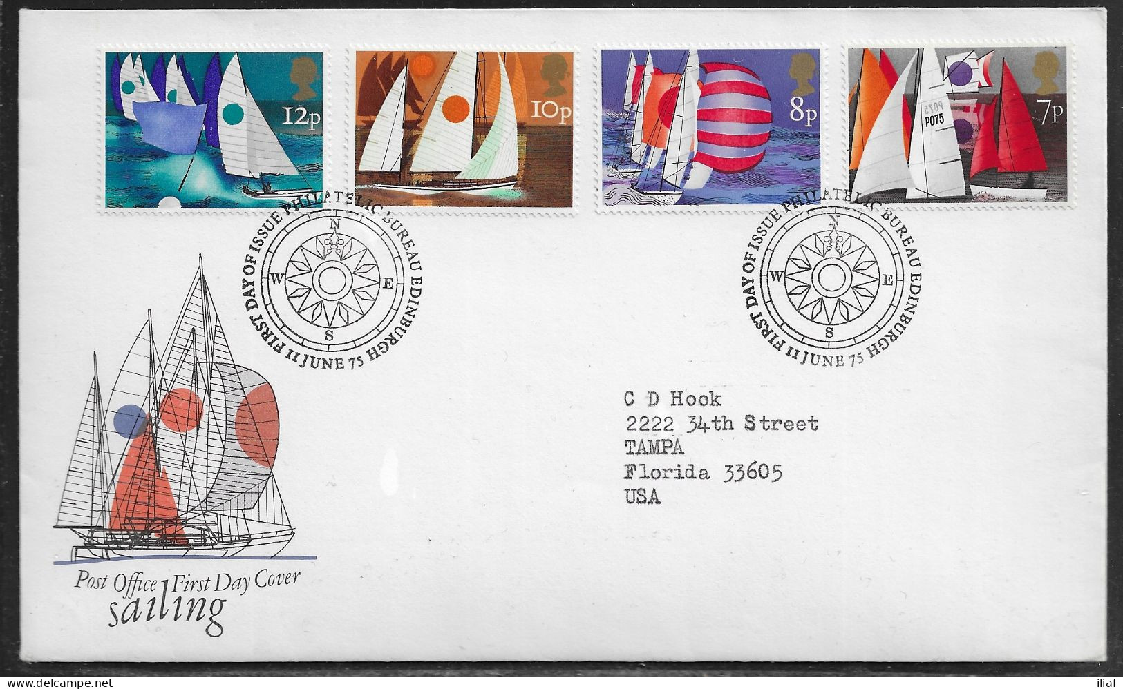 United Kingdom Of Great Britain.  FDC Sc. 745-748.  Sailing.  FDC Cancellation On FDC Envelope - 1971-1980 Em. Décimales