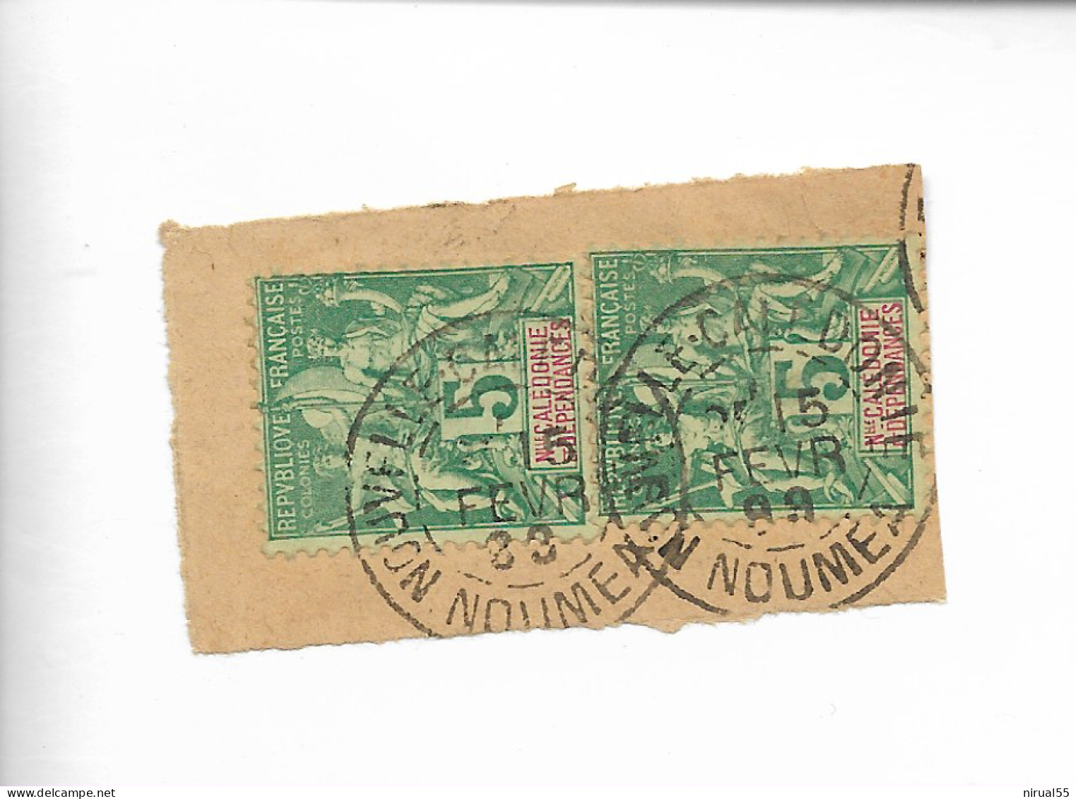 NOUMEA Nouvelle Calédonie Colonies CAD Sur Paire 5c Colonies Fragment 1898  .    G - Otros & Sin Clasificación