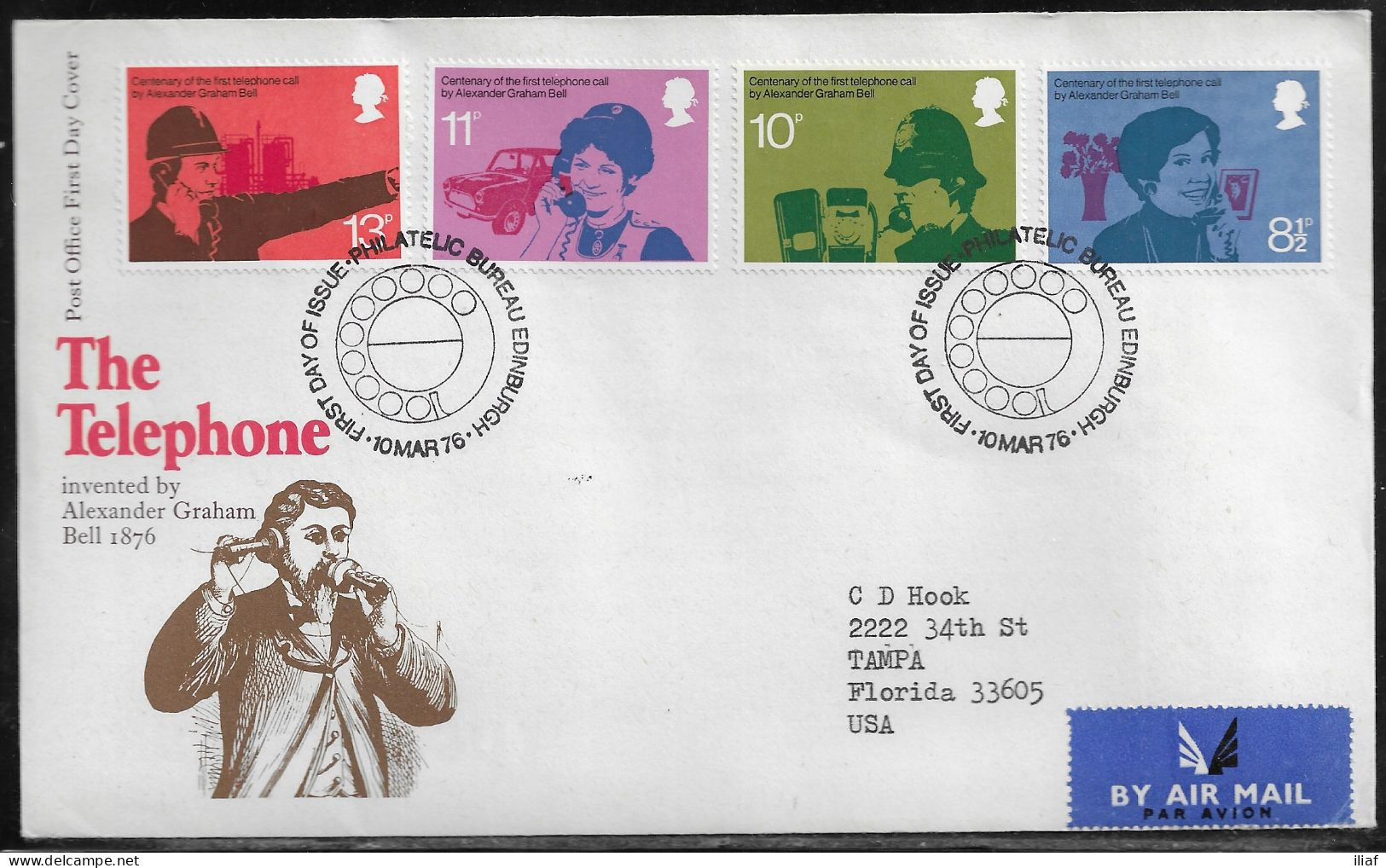 United Kingdom Of Great Britain.  FDC Sc. 777-780. Telephone Centenary. The Telephone, Invented By Alexander Graham Bell - 1971-1980 Decimale  Uitgaven