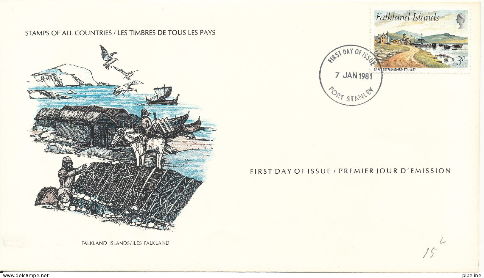 Falkland Islands FDC 7-1-1981 Special Cover International Postmasters Society Early Settlement In Stanley With Nice Ca - Islas Malvinas