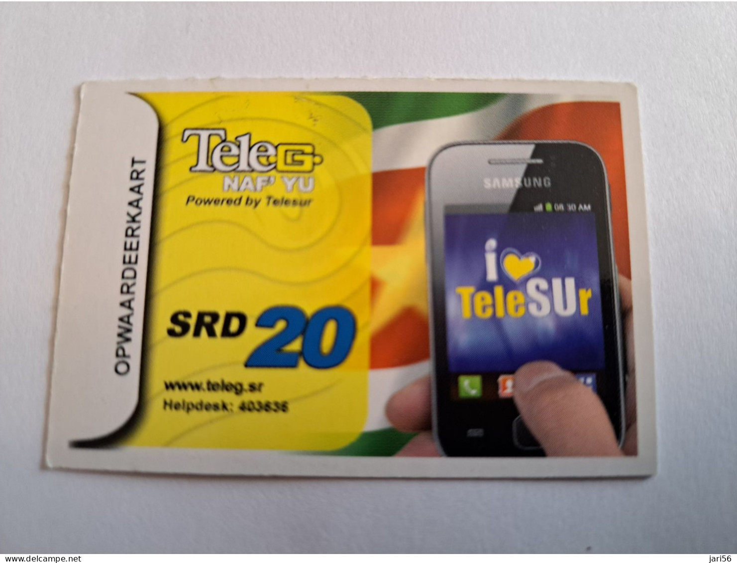 SURINAME US 20,-  / UNITS GSM  PREPAID/  / I LOVE TELE SUR     /    MOBILE CARD    **16413 ** - Surinam