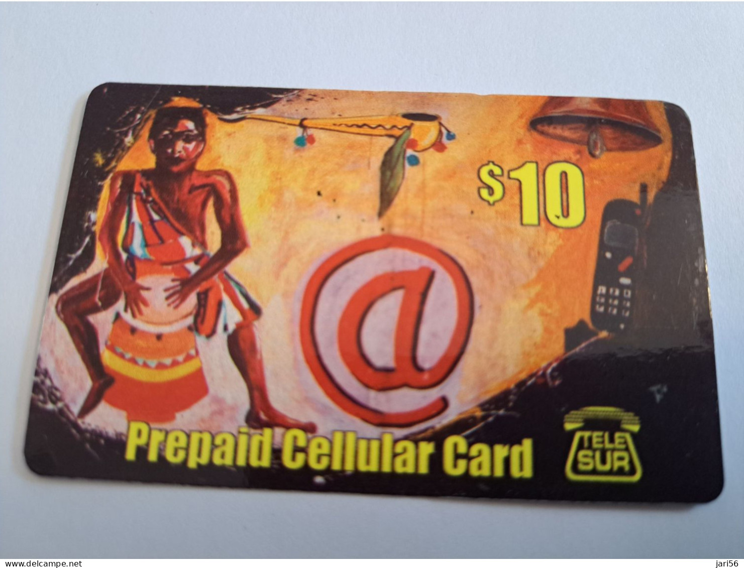 SURINAME US $ 10,-    PREPAID CALLING CARD   /  DRUM/PHONE /@          **16417** - Suriname