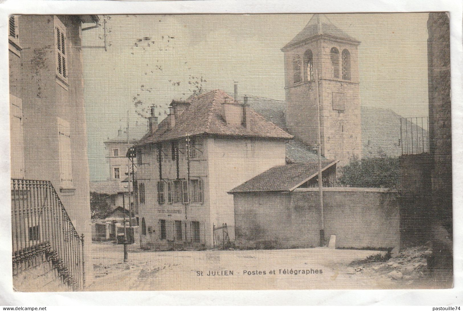 CPA :  14 X 9  -  St - JULIEN  -  Postes  Et  Télégraphes (carte Toilée) - Saint-Julien-en-Genevois