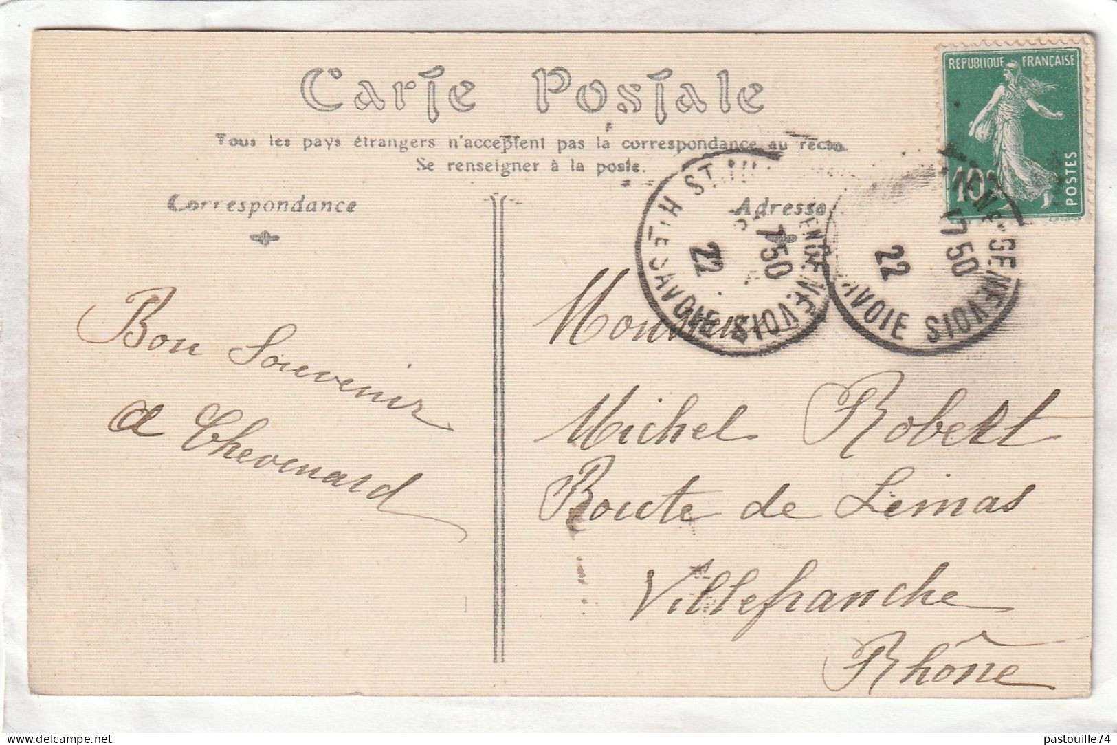 CPA :  14 X 9  -  St - JULIEN  -  Postes  Et  Télégraphes (carte Toilée) - Saint-Julien-en-Genevois