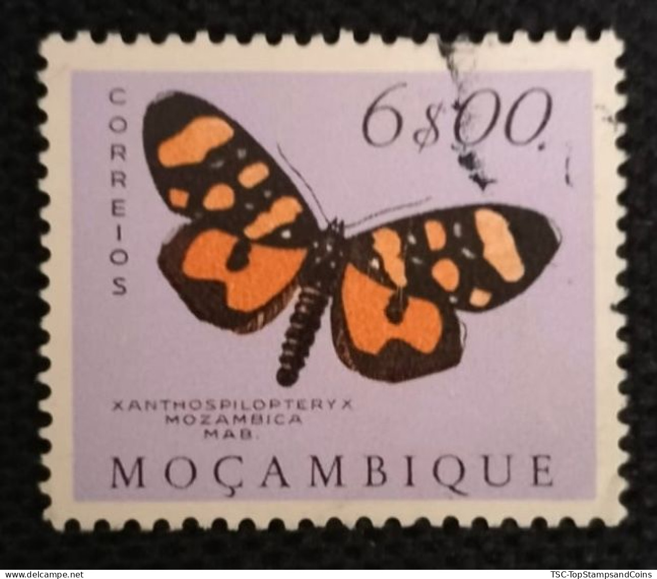 MOZPO0404U7 - Mozambique Butterflies - 6$00 Used Stamp - Mozambique - 1953 - Mosambik