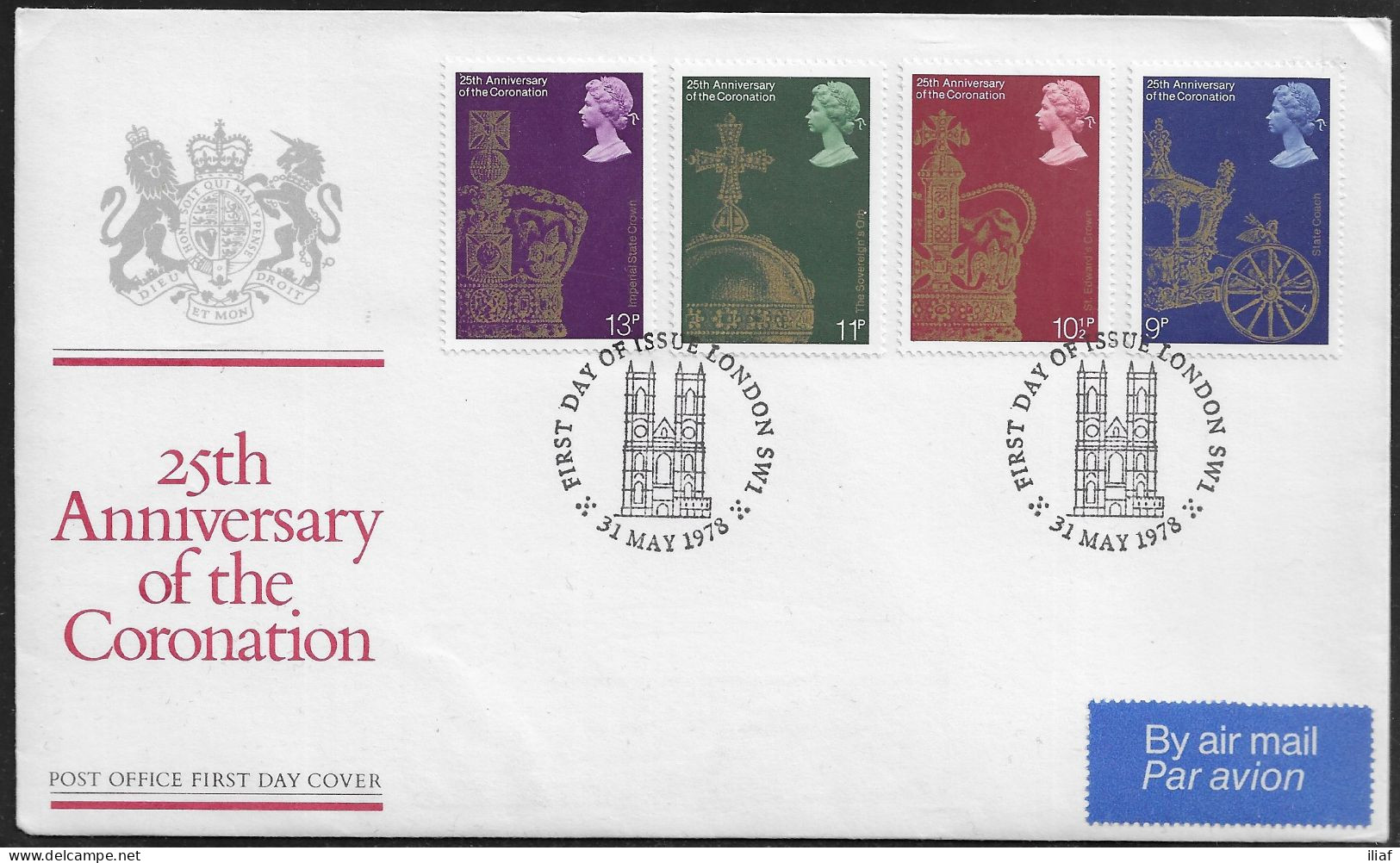 United Kingdom Of Great Britain.  FDC Sc. 835-838.  25th Anniversary Of Coronation.  FDC Cancellation On FDC Envelope - 1971-1980 Decimale  Uitgaven